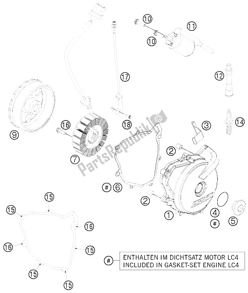 Todas as partes de Sistema De Ignição do KTM 690 Enduro R Australia United Kingdom 2012