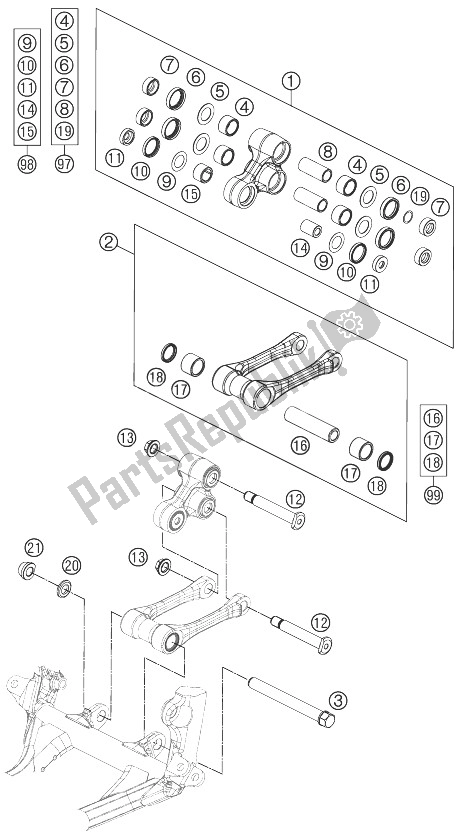 All parts for the Pro Lever Linking of the KTM 150 XC USA 2014