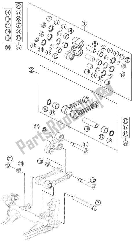 All parts for the Pro Lever Linking of the KTM 250 XC F USA 2013