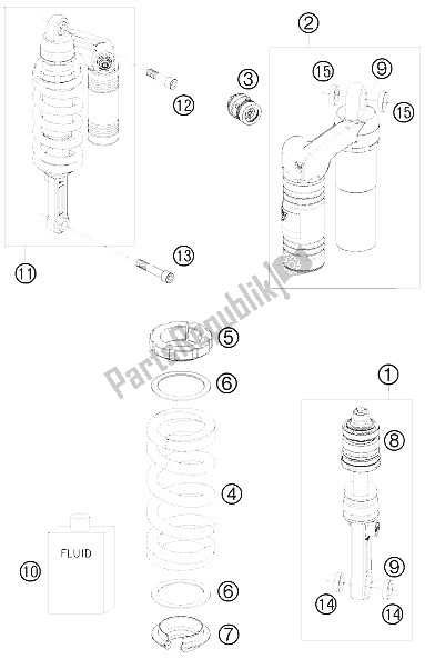 Toutes les pièces pour le Amortisseur du KTM 990 Super Duke Black USA 2008