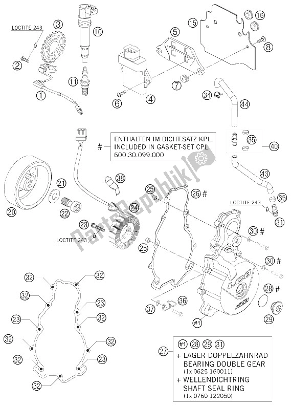 Todas as partes de Sistema De Ignição do KTM 950 Supermoto R USA 2008