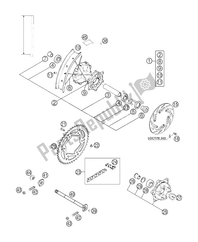 Wszystkie części do Tylne Ko? O KTM 400 LS E MIL Europe 2005