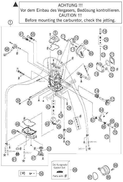 Todas as partes de Carburador Fcrmx-41 625 Sxc do KTM 625 SMC USA 2005