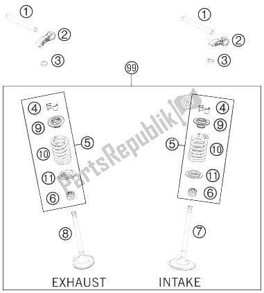 Todas las partes para Accionamiento De Válvula de KTM 350 EXC F Australia 2014