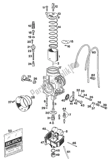 Toutes les pièces pour le Carburateur Dell'orto Phm 38 Sd du KTM 620 EGS WP 37 KW 20 LT 94 Europe 1994