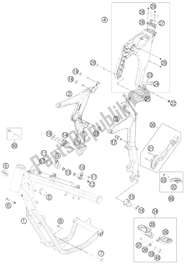 All parts for the Frame of the KTM Freeride 350 Australia 2014