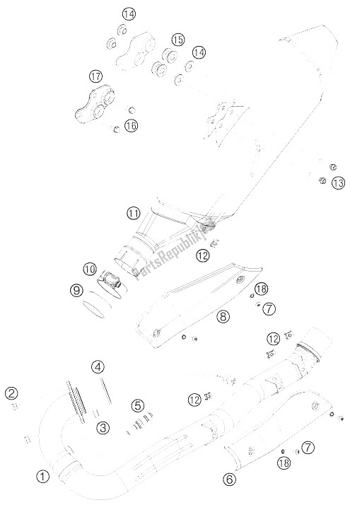 Todas as partes de Sistema De Exaustão do KTM 690 Enduro 09 Europe 2009