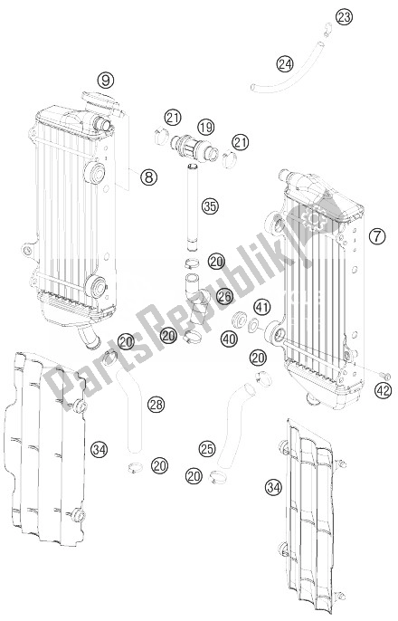 Todas las partes para Sistema De Refrigeración de KTM 250 SX F Fact Repl Musq ED 10 Europe 2010