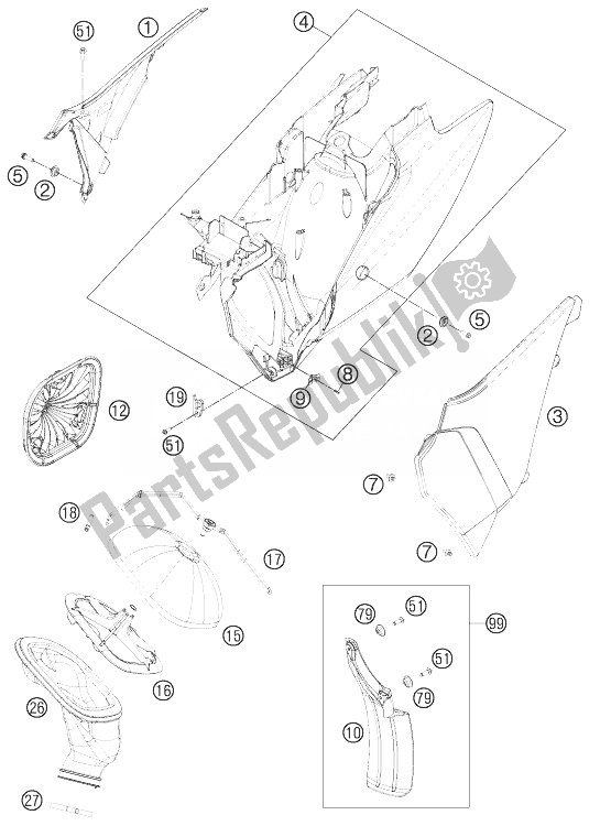 All parts for the Air Filter of the KTM 125 EXC SIX Days Europe 2013