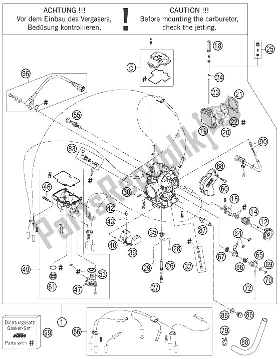 Tutte le parti per il Carburatore del KTM 450 EXC G Racing USA 2006