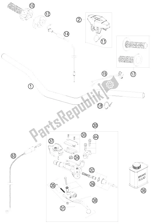 Todas las partes para Manillar, Controles de KTM 250 SX Europe 2011