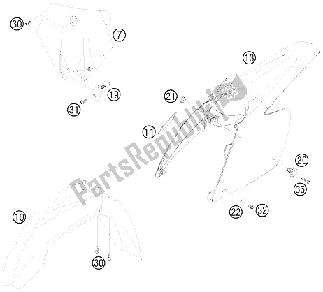 Tutte le parti per il Maschera, Parafanghi del KTM 105 SX USA 2009