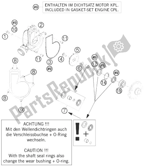 All parts for the Water Pump of the KTM 1190 RC8 R Europe 2010