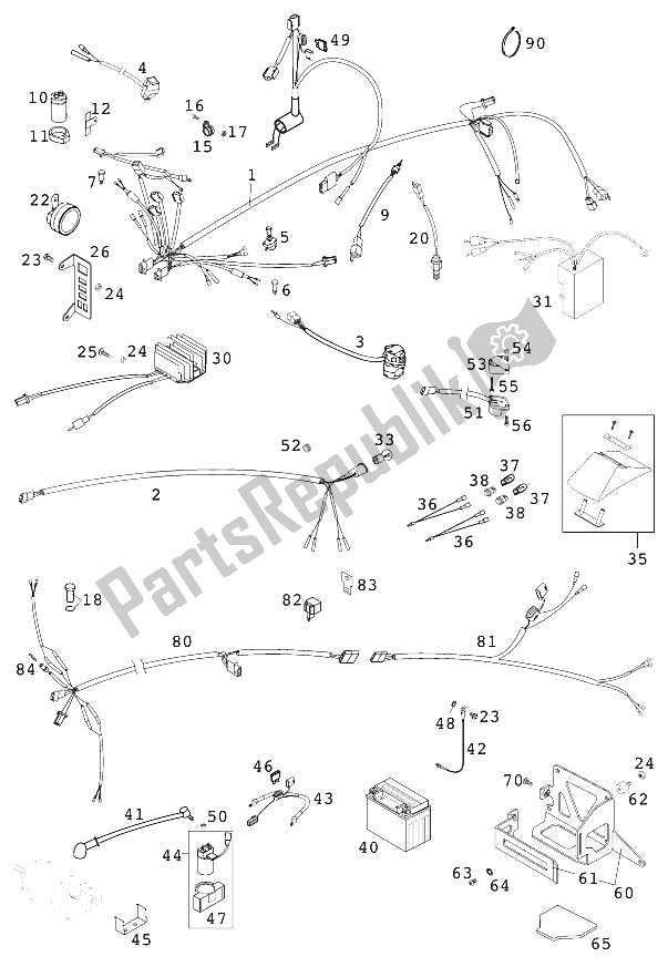 Todas as partes de Chicote De Fios 660 Rallye 2000 do KTM 660 Rallye Typis Europe 2000