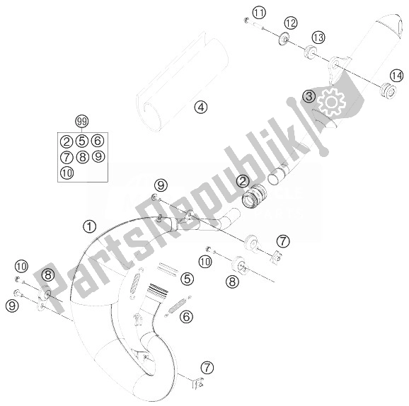 Toutes les pièces pour le Système D'échappement du KTM 65 SXS USA 2014