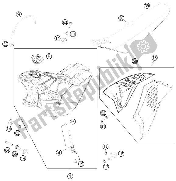 All parts for the Tank, Seat, Cover of the KTM 450 EXC SIX Days Europe 2011