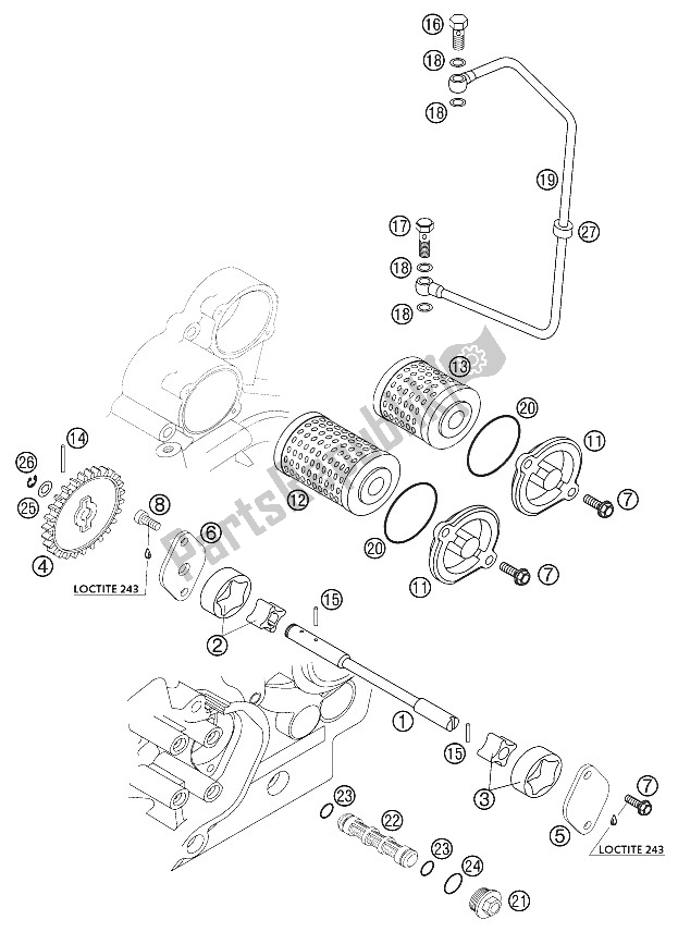 Tutte le parti per il Sistema Di Lubrificazione 250 Exc Rac del KTM 250 EXC Racing Europe 2001