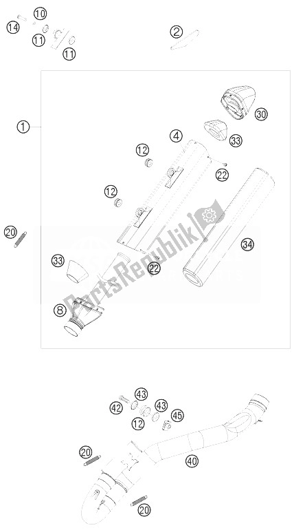 Alle onderdelen voor de Uitlaatsysteem van de KTM 450 SX F Europe 2010