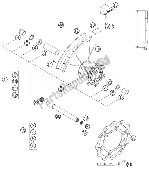 Todas las partes para Rueda Delantera de KTM 250 SXS Europe 2007