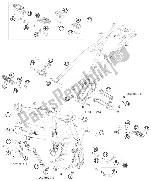 Tutte le parti per il Telaio del KTM 690 Duke Black USA 2010