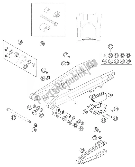 Todas as partes de Swing Arm 450 Sx Racing do KTM 450 SX Racing Europe 2003