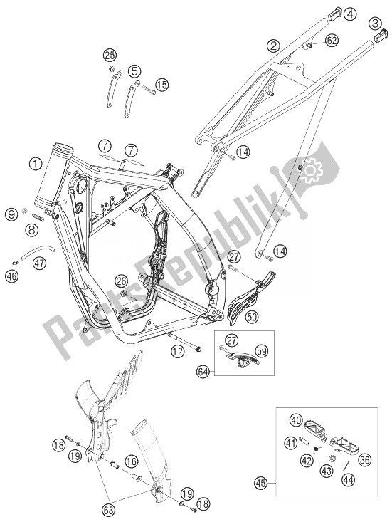 All parts for the Frame, Sub Frame of the KTM 125 SXS Europe 2007