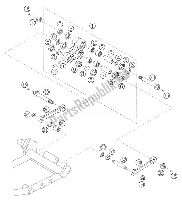 All parts for the Pro Lever Linking of the KTM 625 SXC Europe 2003