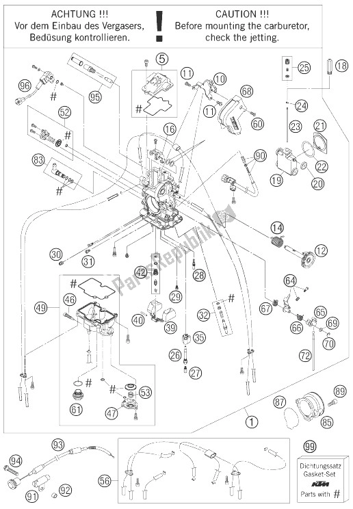 Tutte le parti per il Carburatore del KTM 660 Rally Factory Replica Europe 2007