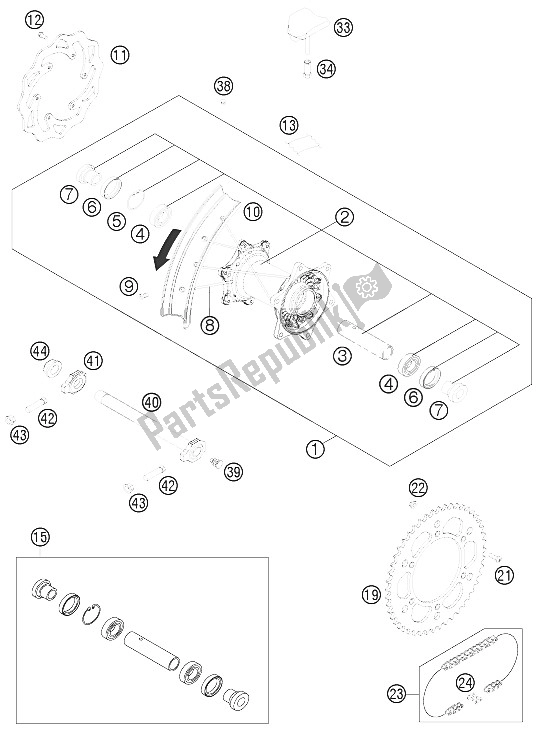 Toutes les pièces pour le Roue Arrière du KTM 350 EXC F USA 2012