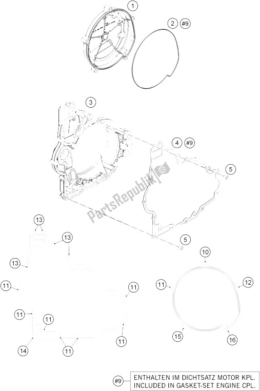 All parts for the Clutch Cover of the KTM 1190 RC8 R White Europe United Kingdom 2016