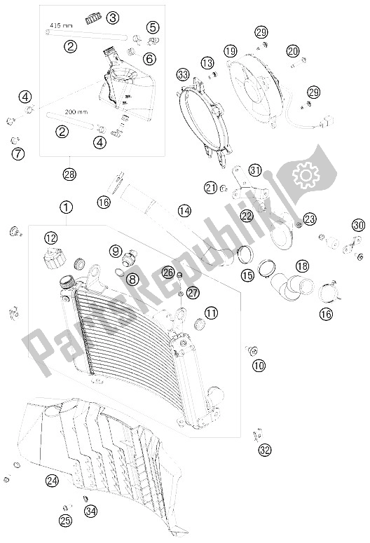 All parts for the Cooling System of the KTM 690 Enduro 08 USA 2008