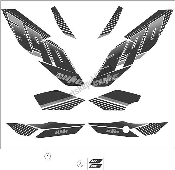 All parts for the Decal of the KTM 390 Duke BL ABS B D 16 Australia 2016