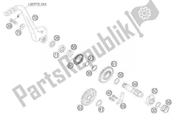 All parts for the Kickstarter of the KTM 144 SX USA 2007