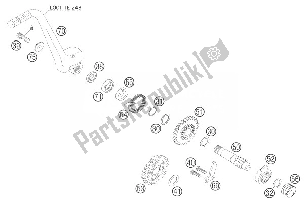 All parts for the Kickstarter of the KTM 200 EXC Europe 2007