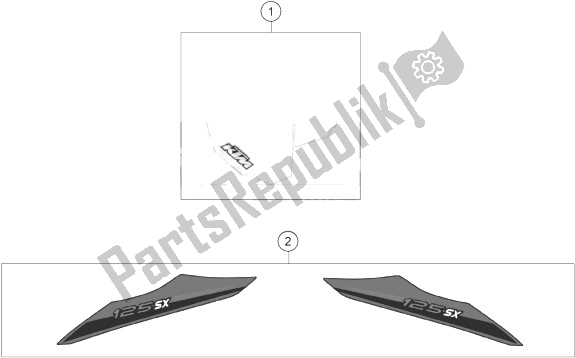 All parts for the Decal of the KTM 125 SX USA 2014