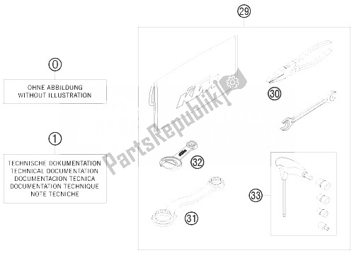 All parts for the Accessories Kit of the KTM 125 EXC Champion Edition Europe 2010