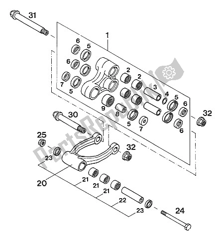 Tutte le parti per il Bilanciere Pro-leva 250/300'94 del KTM 250 E XC Europe 1994