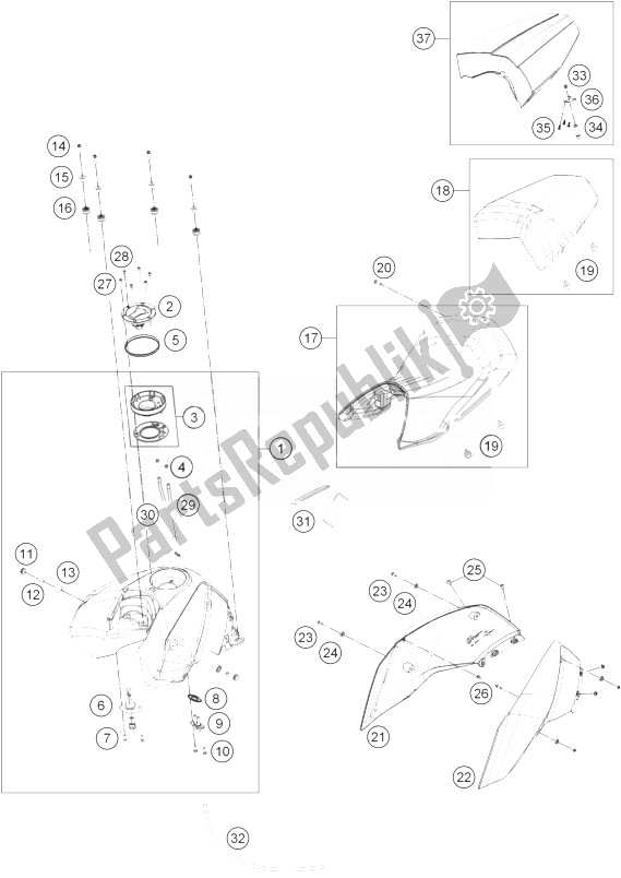 All parts for the Tank, Seat, Cover of the KTM 690 Duke R ABS Australia 2013