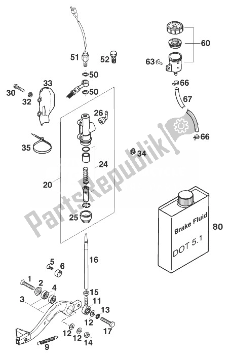 All parts for the Rear Brake Control Lc4 '98 of the KTM 400 SUP Comp EXC USA 1998