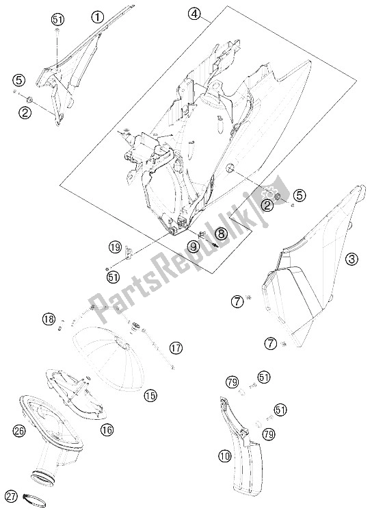 All parts for the Air Filter of the KTM 250 SX F Europe 2011