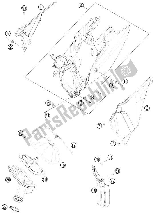 All parts for the Air Filter of the KTM 350 SX F Europe 2011