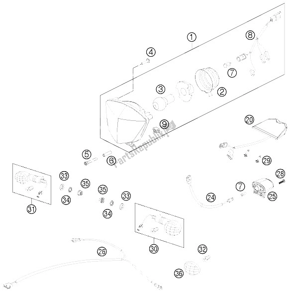 All parts for the Lighting System of the KTM Freeride 350 Europe 2012