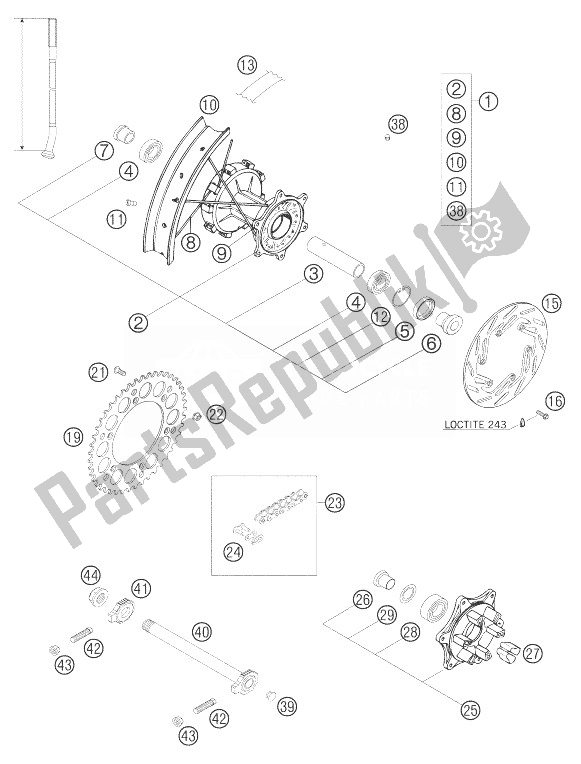 Tutte le parti per il Ruota Posteriore del KTM 660 Rally Factory Replica Europe 2007