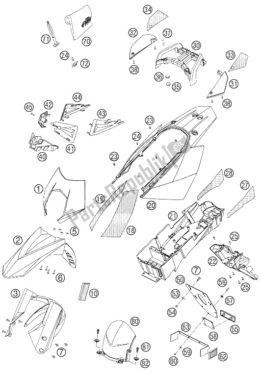 All parts for the Mask, Fenders of the KTM 950 Supermoto Black USA 2006