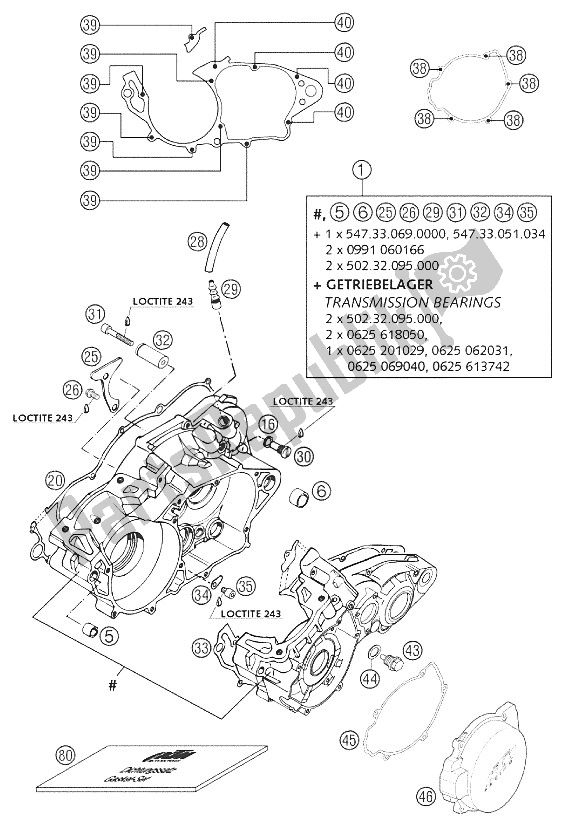 Toutes les pièces pour le Carter Moteur 250/300/380 2002 du KTM 250 SX Europe 2002