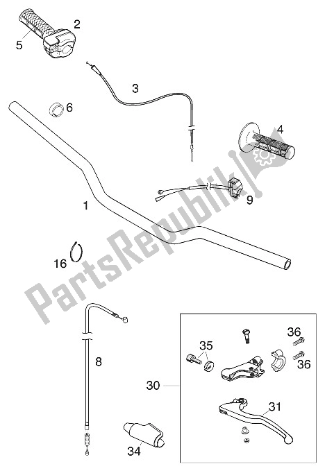 Todas las partes para Manillar - Controles 65sx 2000 de KTM 60 SX Europe 2000