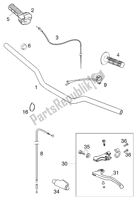 All parts for the Handle Bar - Controls 65sx 2000 of the KTM 65 SX Europe 2000