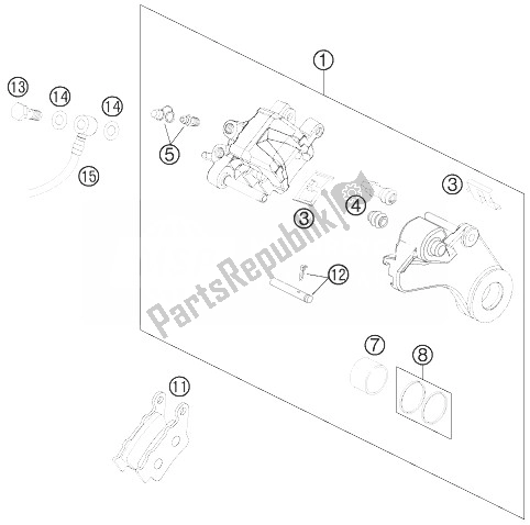 All parts for the Brake Caliper Rear of the KTM 990 Super Duke R France 2013