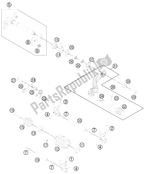 Todas las partes para Mecanismo De Cambio de KTM 250 SX F Musquin Replica 11 Europe 2011