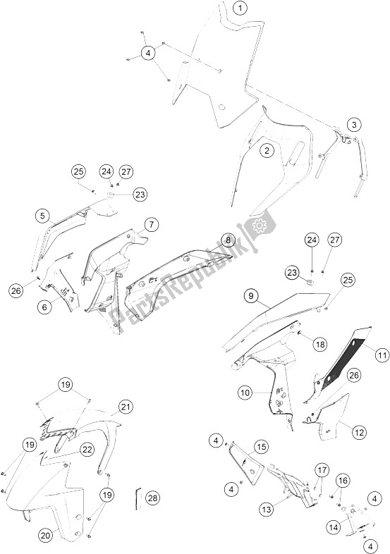 Tutte le parti per il Maschera, Parafango del KTM 1290 Super Duke GT OR ABS 16 USA 2016